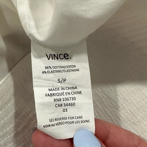 Vince Cuffed-Sleeve Stretch Poplin Mini Dress in White - Picture 7 of 7